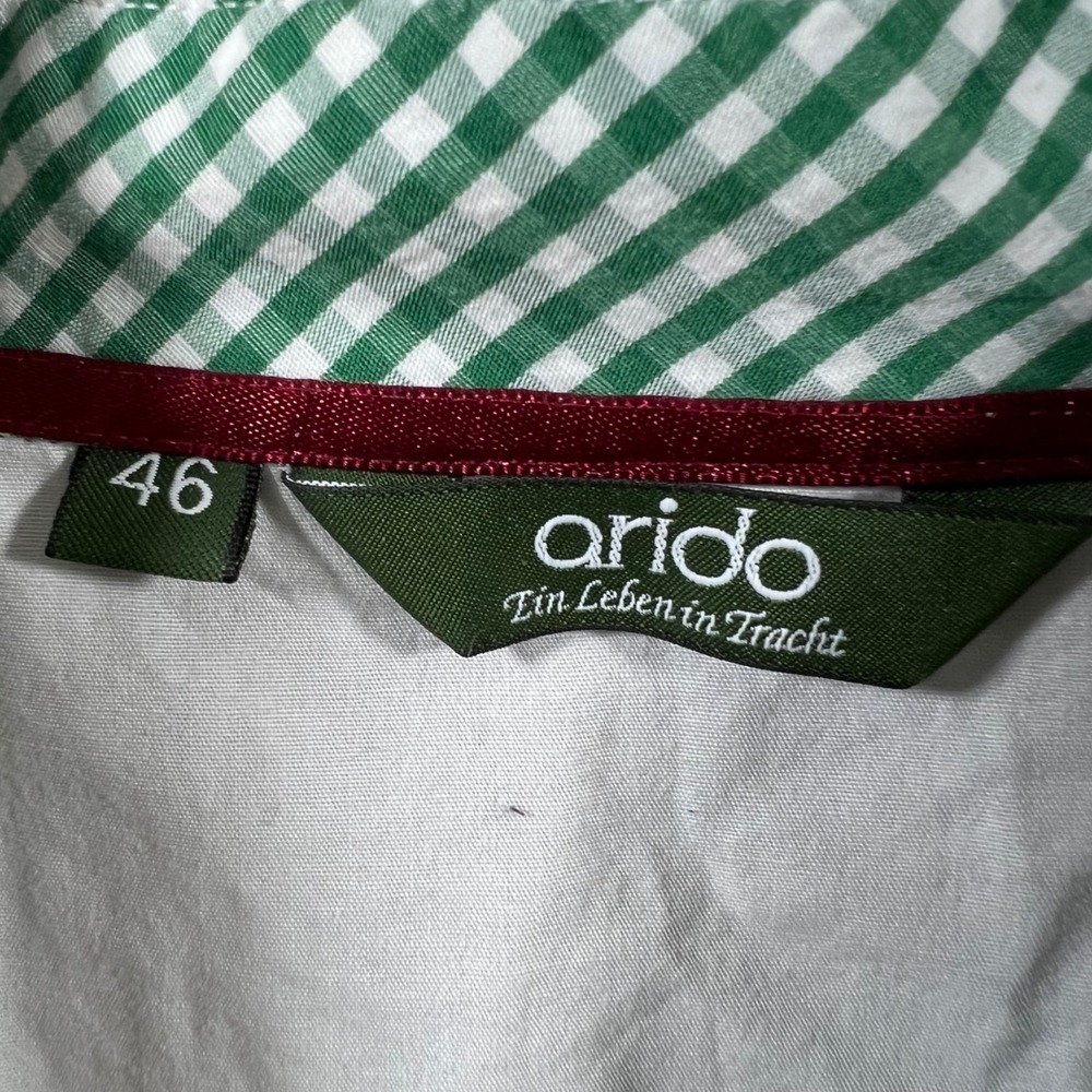 Arido Women's White Button Down Shirt 3/4 Sleeve Gingham Trim Size 46 us l - Picture 4 of 7